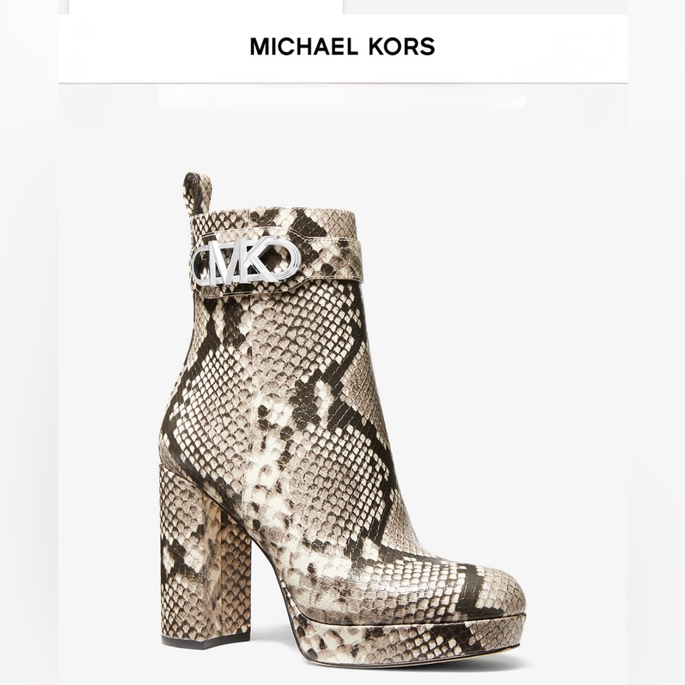BRAND NEW Michael Kors Parker Snake Embossed Faux Leather Platform Boot SZ.7.5